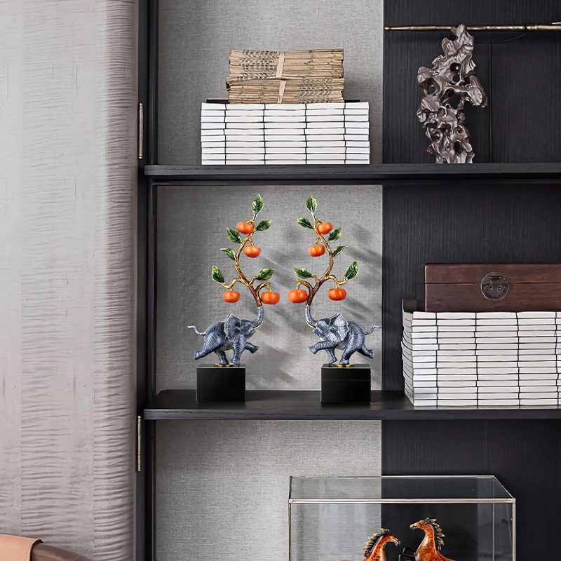 cap-voi-trang-tri-ke-tu-phong-khach-2 Tượng Voi Phong Thủy Đón Lộc Thịnh Vượng