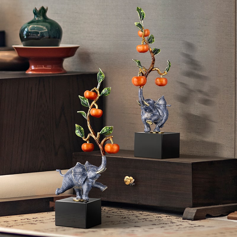 cap-voi-trang-tri-ke-tu-phong-khach-4 Tượng Voi Phong Thủy Đón Lộc Thịnh Vượng