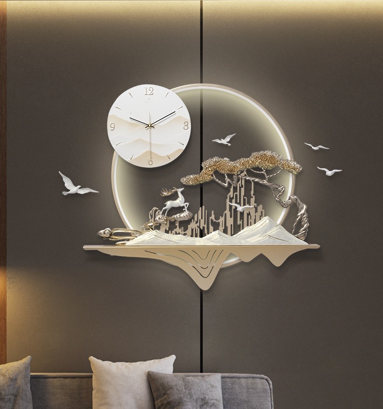 dong-ho-treo-tuong-phong-canh-4 Đồng Hồ Treo Tường Sơn Thủy Hươu Nai