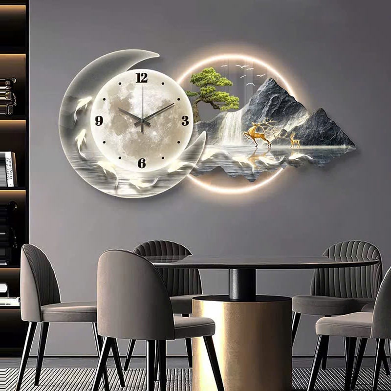 Đồng Hồ Treo Tường Vầng Trăng Sơn Thủy