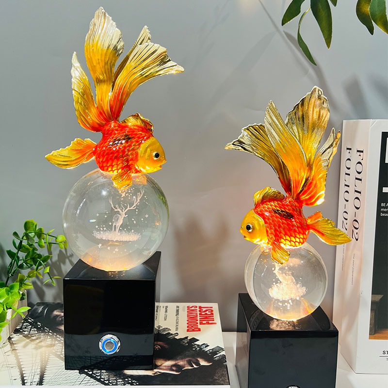 Tượng Cá Vàng Phong Thủy Kèm Đèn Led