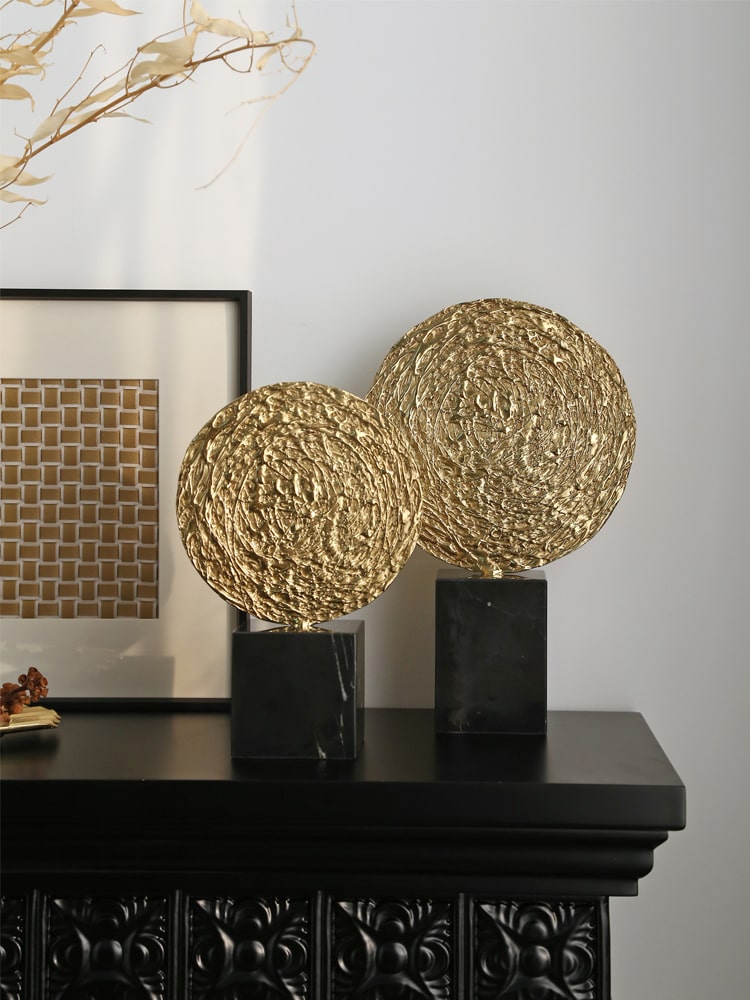 Cặp Đĩa Đồng Nghệ Thuật Ánh Vàng