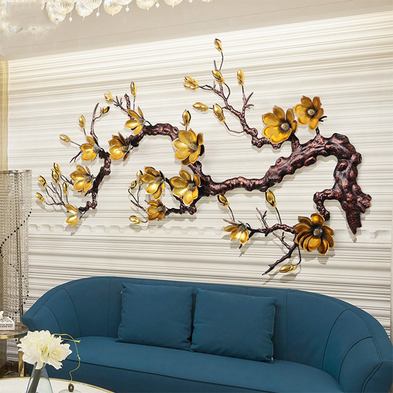 Tranh Sắt Treo Tường Hoa Mộc Lan Vàng Phú Quý