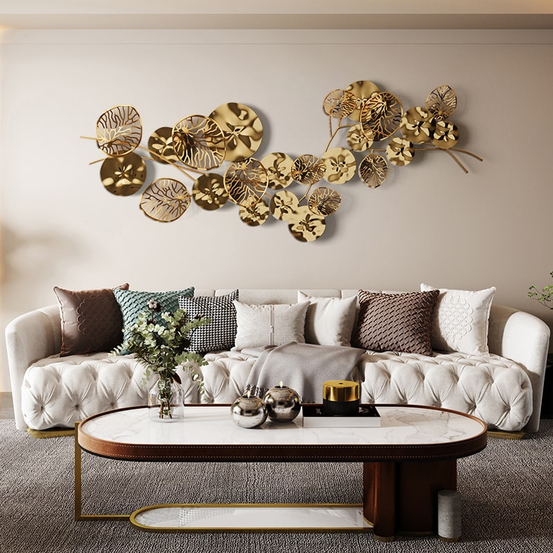 Phù Điêu 3D Lá Sen Vàng Nghệ Thuật