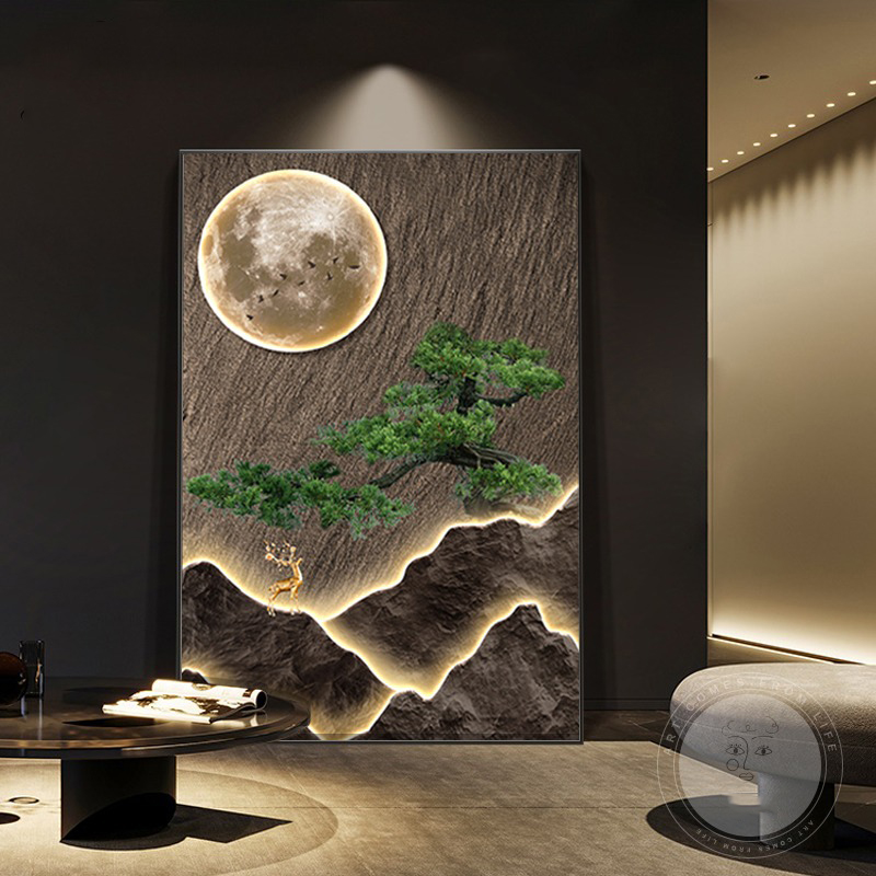 Tranh Sứ Pha Lê Núi Và Mặt Trăng