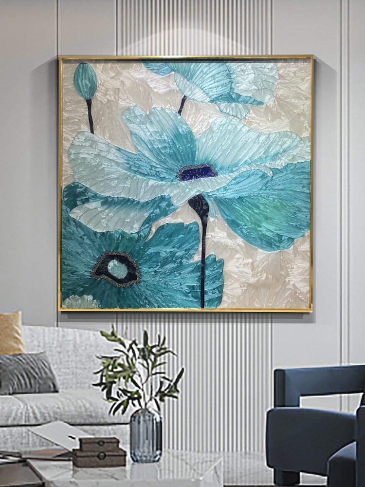 Tranh Hoa Sen Khảm Trai Nhân Tạo