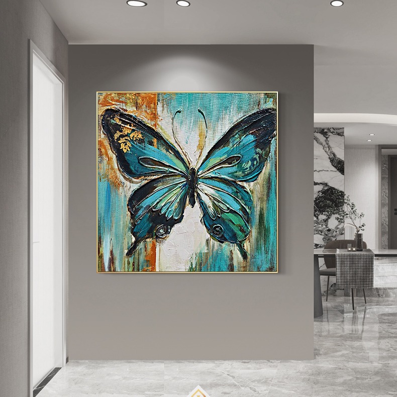 tranh-son-dau-buom-buom-1 Tranh Sơn Dầu Bướm Cánh Xanh