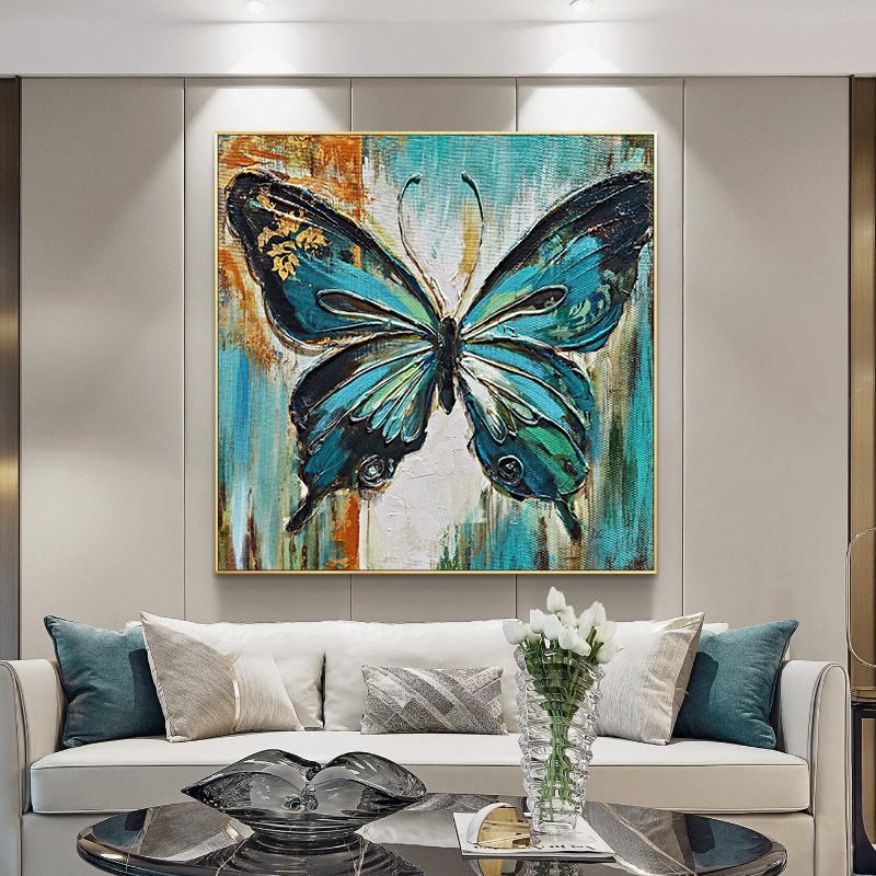 tranh-son-dau-buom-buom-5 Tranh Sơn Dầu Bướm Cánh Xanh