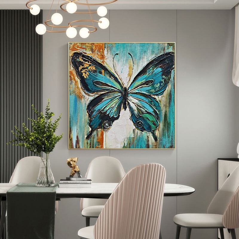 tranh-son-dau-buom-buom-6 Tranh Sơn Dầu Bướm Cánh Xanh