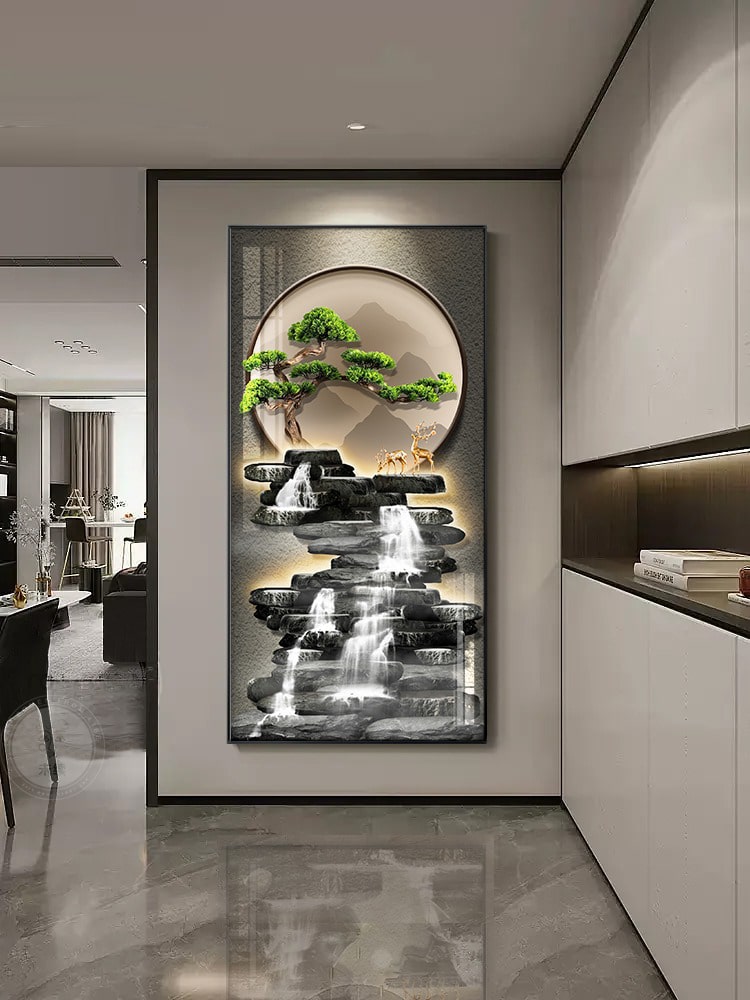 tranh-trang-tri-kho-doc-2 Tranh Sứ Pha Lê Thác Nước Và Cây Cổ Thụ