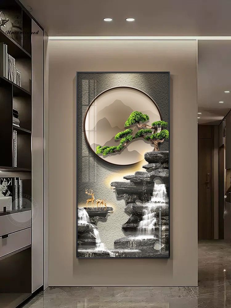 tranh-trang-tri-kho-doc-4 Tranh Sứ Pha Lê Thác Nước Và Cây Cổ Thụ