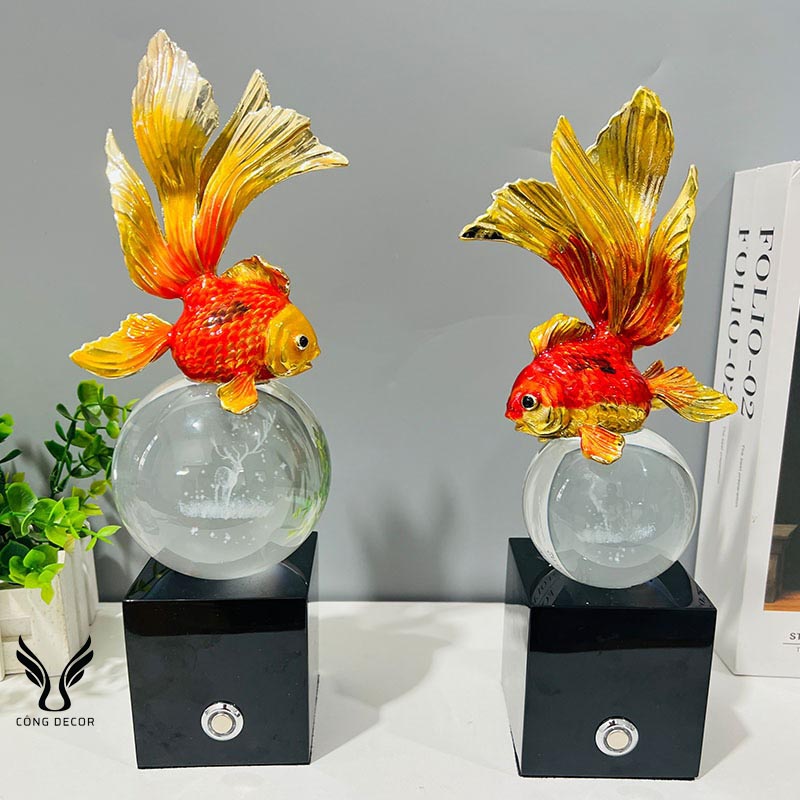 tuong-Ca-vang-pha-le-kem-den-led Tượng Cá Vàng Phong Thủy Kèm Đèn Led
