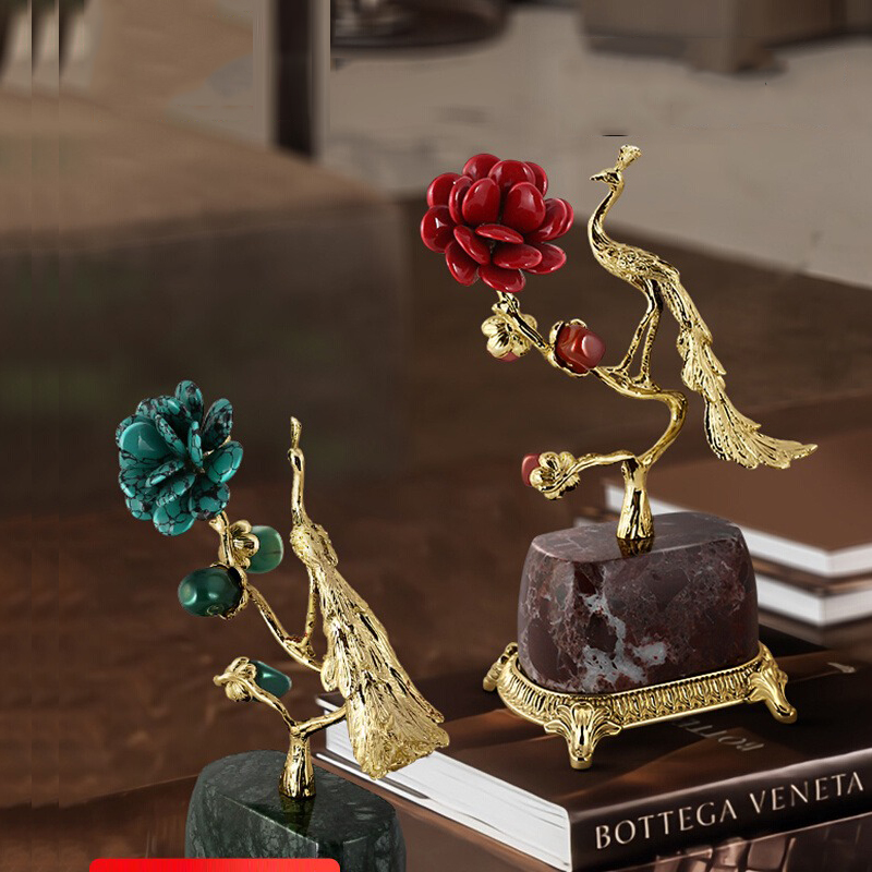 Tượng Chim Công Nghệ Thuật Hoa Mẫu Đơn Phú Quý