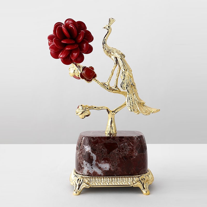 tuong-chim-cong-hoa-mau-don-4 Tượng Chim Công Nghệ Thuật Hoa Mẫu Đơn Phú Quý