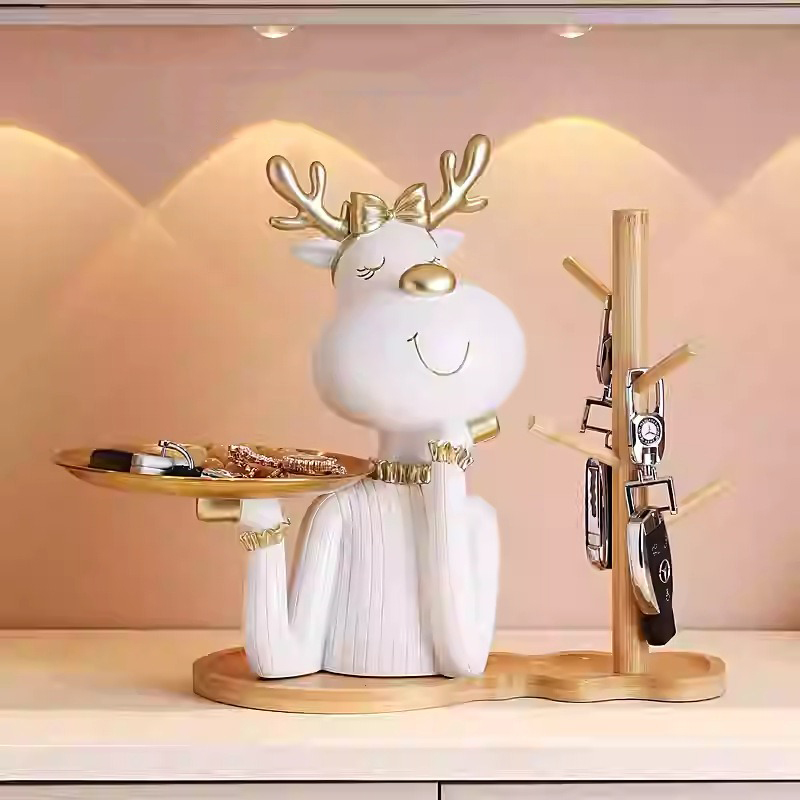 tuong-huou-giu-khay-de-ban-5 Tượng Hươu Giữ Khay Để Bàn Hiện Đại