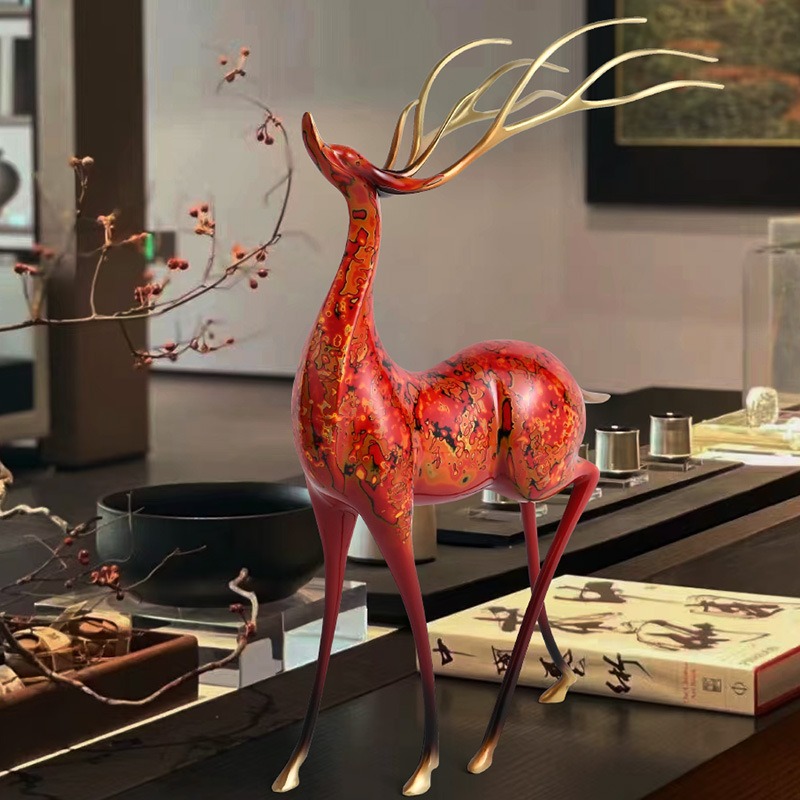 Tượng Hươu Đỏ Phong Thủy Vinh Hoa Phú Quý