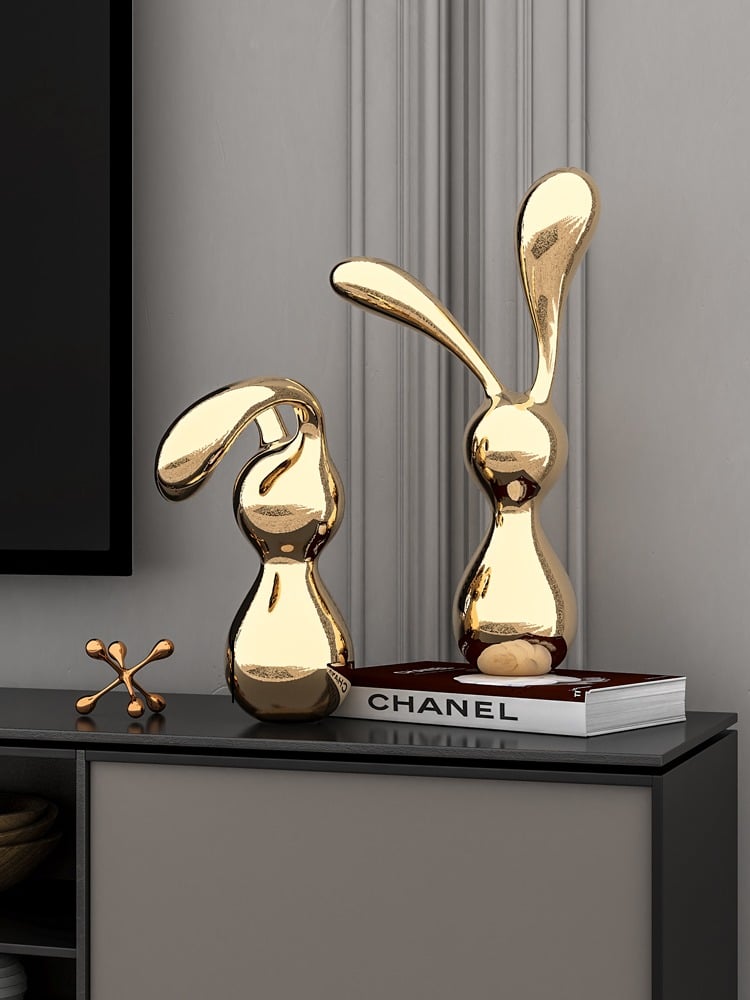 tuong-tho-de-ban-1 Tượng Thỏ Vàng Phong Cách Hiện Đại