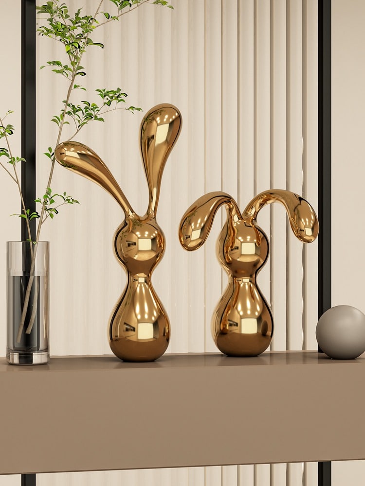 tuong-tho-de-ban-4 Tượng Thỏ Vàng Phong Cách Hiện Đại