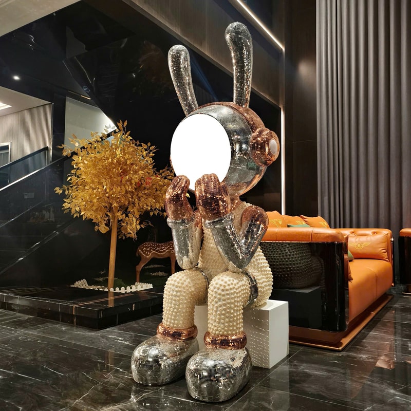 tuong-tho-disco-bling-anh-kim-2 Tượng Thỏ Disco Bling Ánh Kim