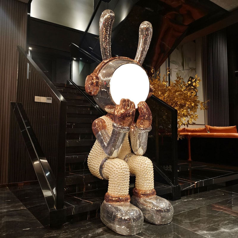 Tượng Thỏ Disco Bling Ánh Kim