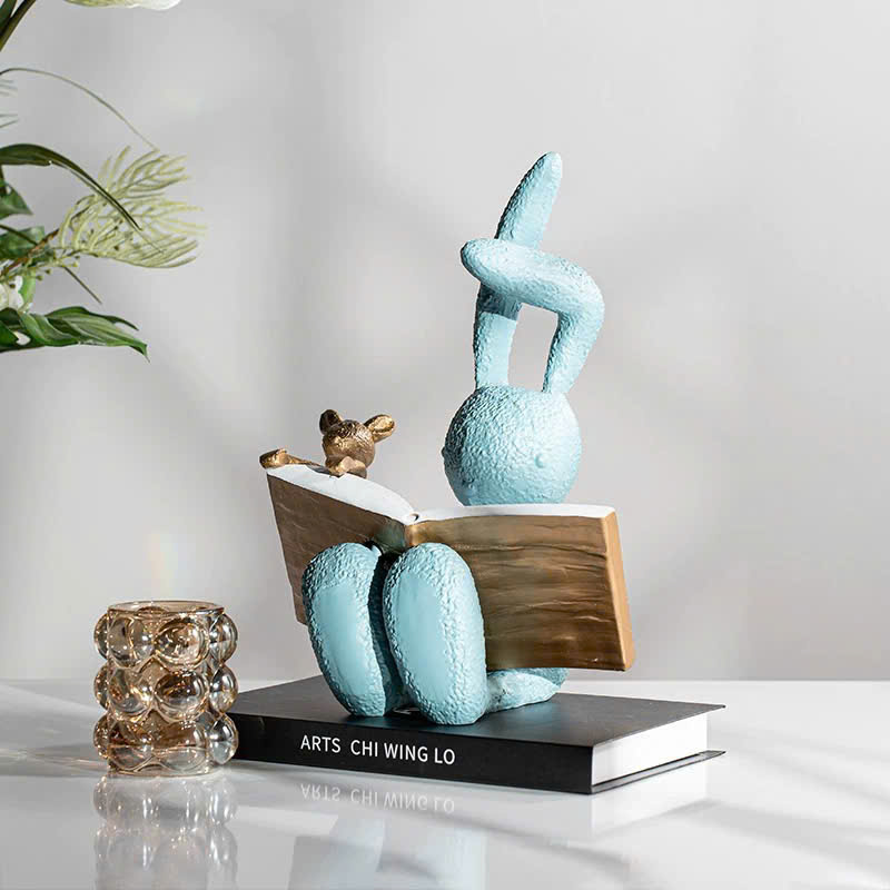tuong-tho-doc-sach-nghe-thuat-1 Tượng Thỏ Đọc Sách Màu Sắc Tươi Tắn