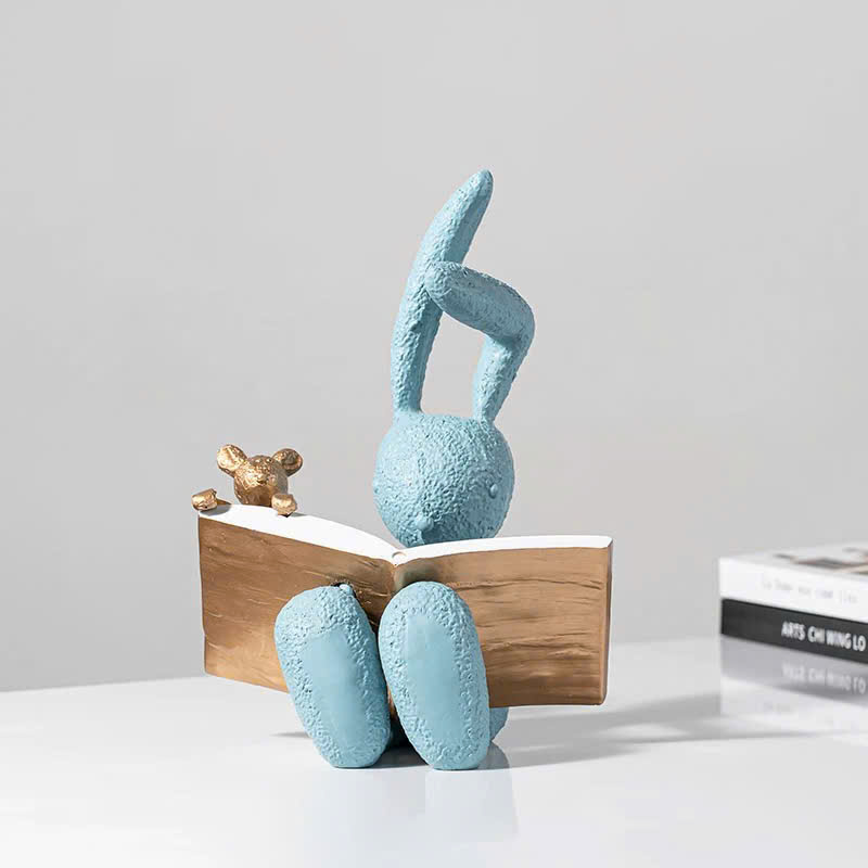 tuong-tho-doc-sach-nghe-thuat-2 (1) Tượng Thỏ Đọc Sách Màu Sắc Tươi Tắn
