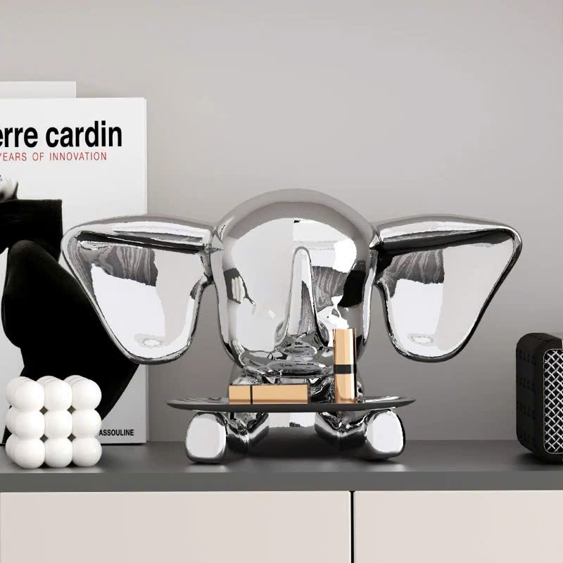 Tượng Voi Phong Cách Hiện Đại Kèm Khay Đựng Đồ