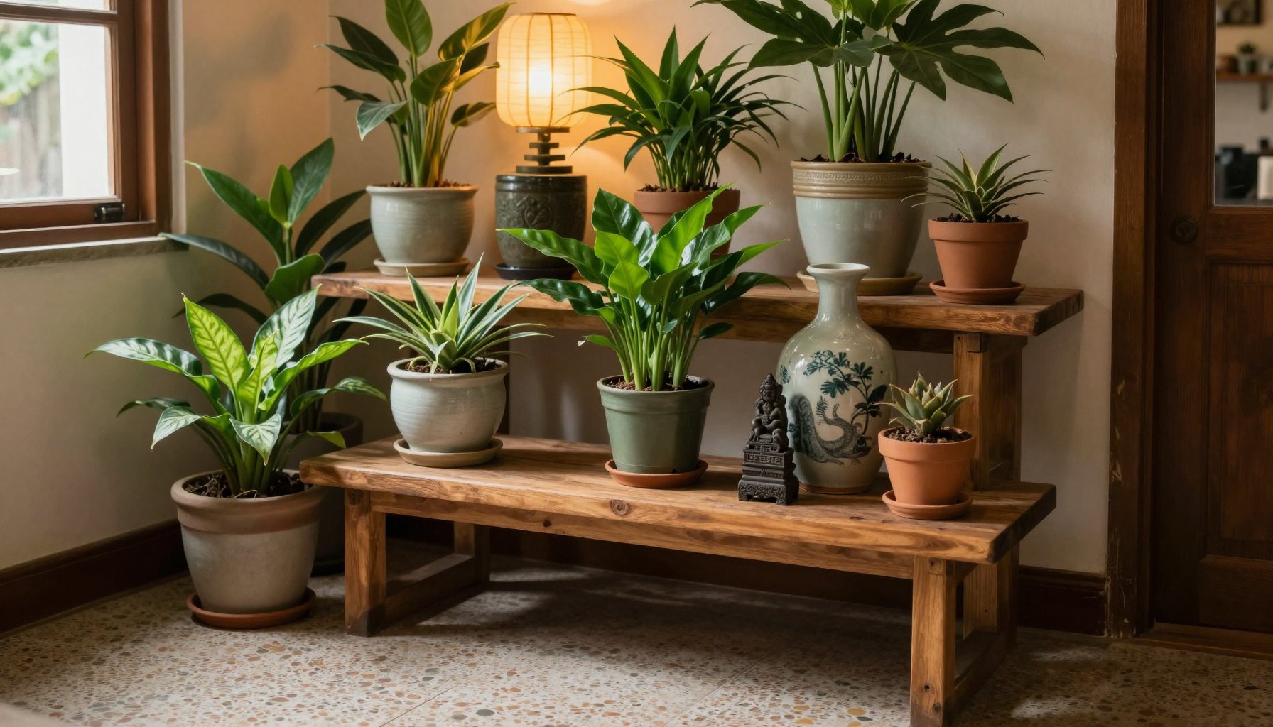 Decor và cây kim tiền mini để bàn tại Indoorgarden